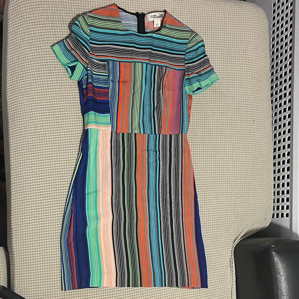 Diane Von Furstenberg Colorful Striped Mini Dress